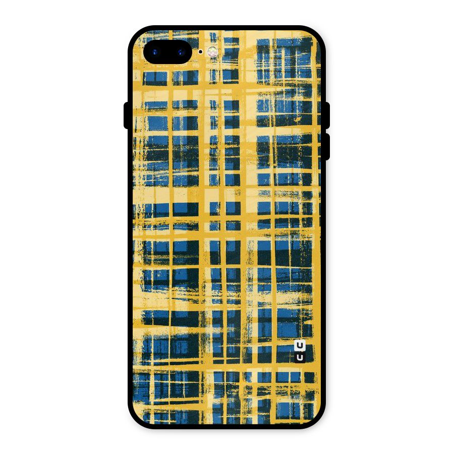 Yellow Rugged Check Design Metal Back Case for iPhone 7 Plus