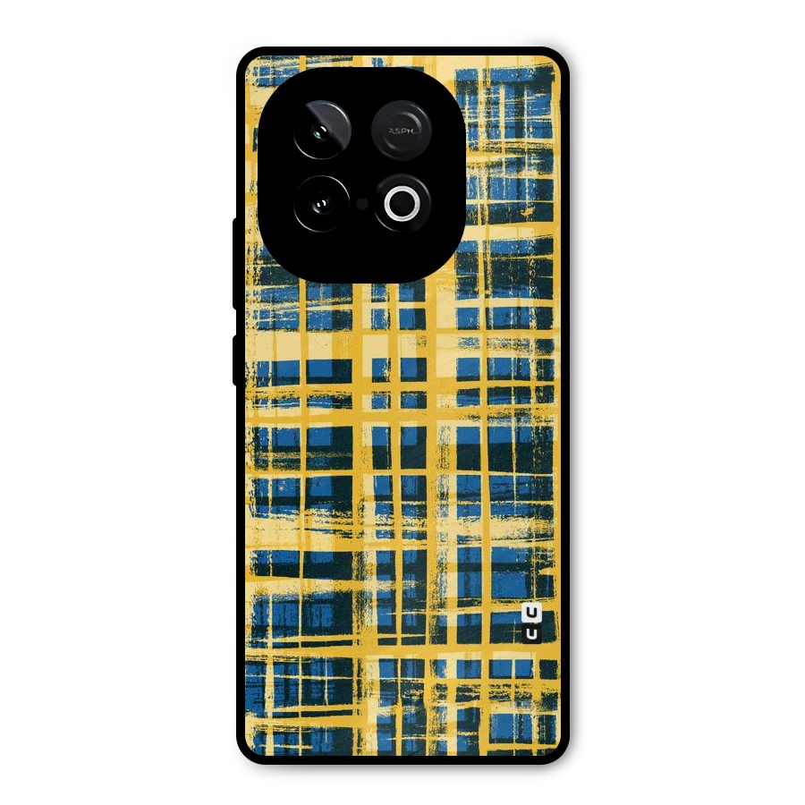 Yellow Rugged Check Design Metal Back Case for iQOO Neo 10