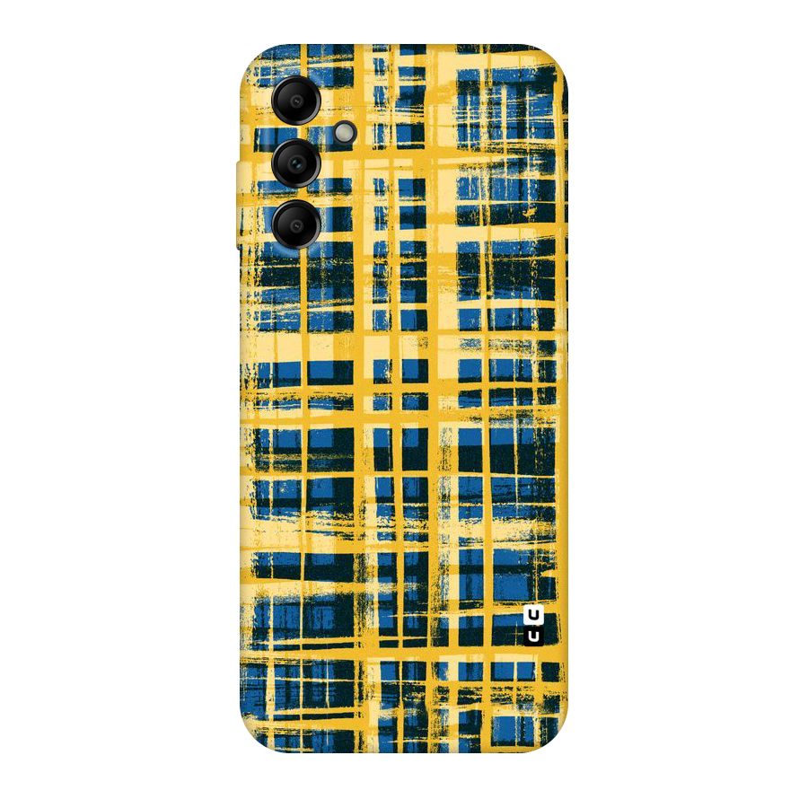 Yellow Rugged Check Design Original Polycarbonate Back Case for Galaxy A14 5G