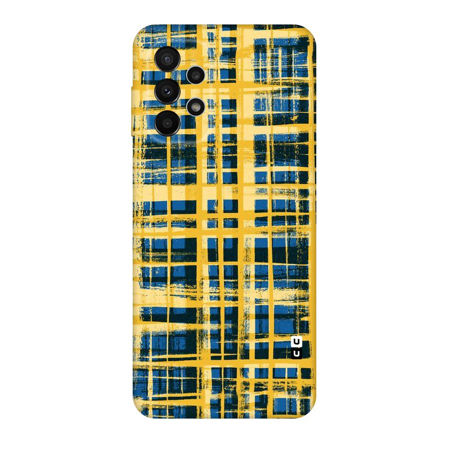 Yellow Rugged Check Design Original Polycarbonate Back Case for Galaxy A23