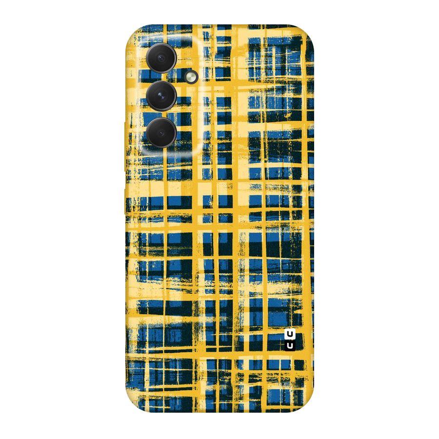 Yellow Rugged Check Design Original Polycarbonate Back Case for Galaxy A54