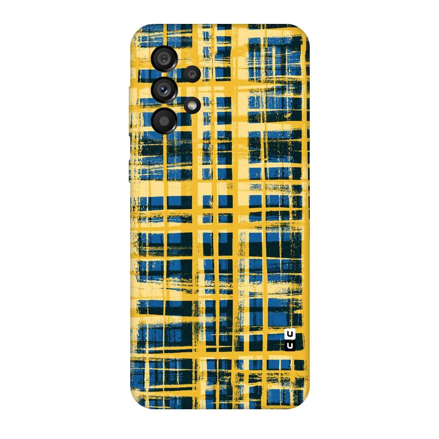 Yellow Rugged Check Design Original Polycarbonate Back Case for Galaxy A73 5G