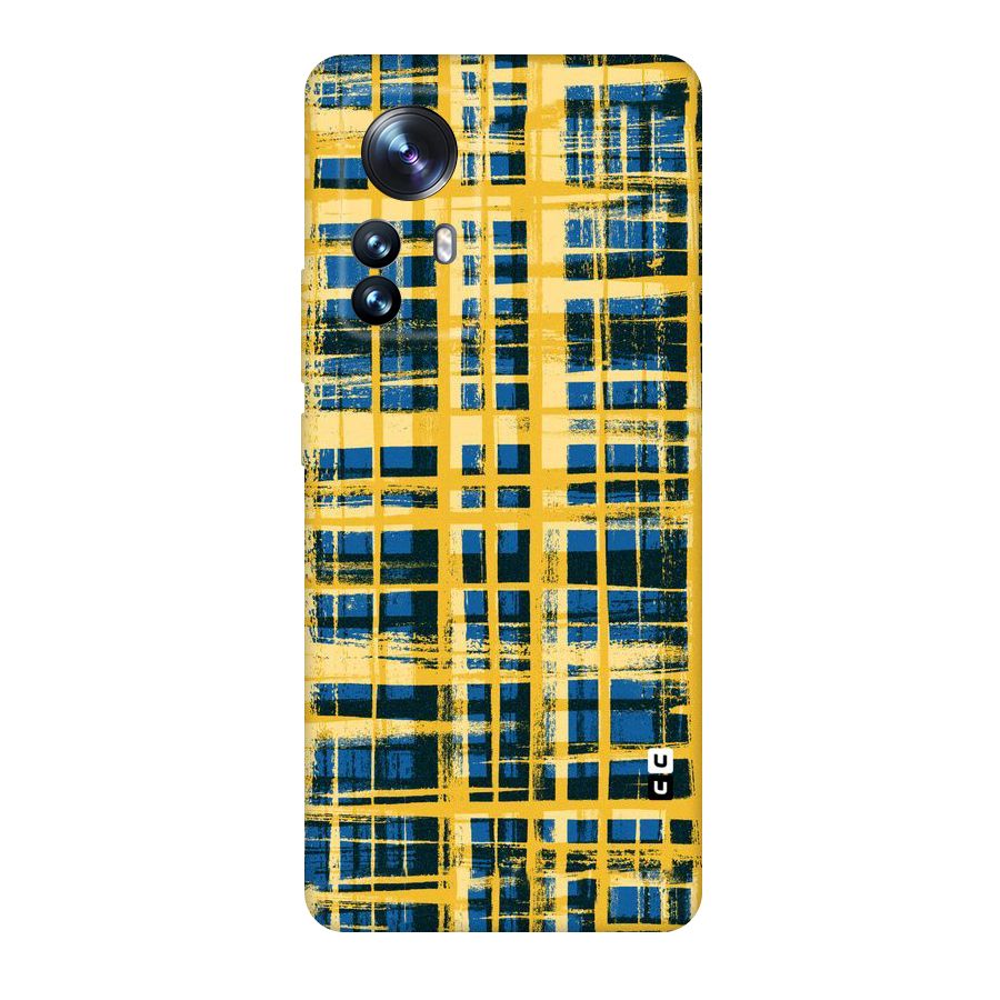 Yellow Rugged Check Design Original Polycarbonate Back Case for Xiaomi 12 Pro