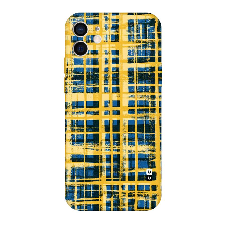 Yellow Rugged Check Design Original Polycarbonate Back Case for iPhone 12