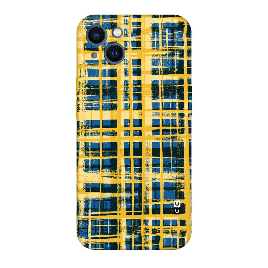 Yellow Rugged Check Design Original Polycarbonate Back Case for iPhone 13