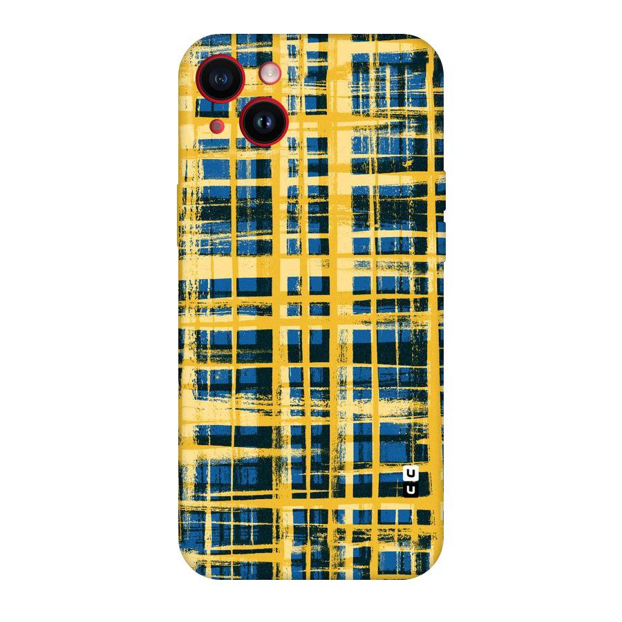 Yellow Rugged Check Design Original Polycarbonate Back Case for iPhone 14 Plus