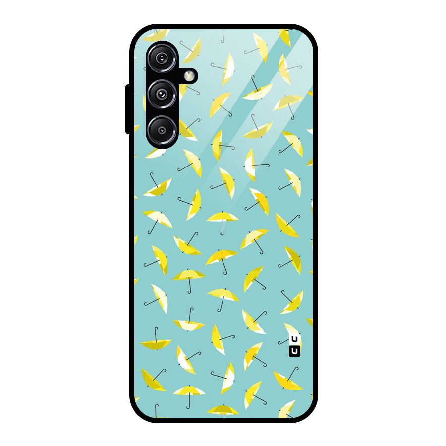 Yellow Umbrella Pattern Glass Back Case for Galaxy M34 5G