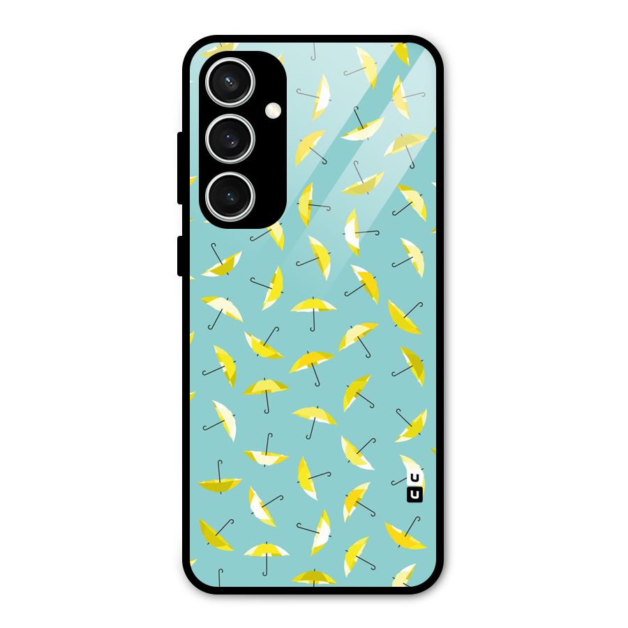Yellow Umbrella Pattern Glass Back Case for Galaxy S23 FE