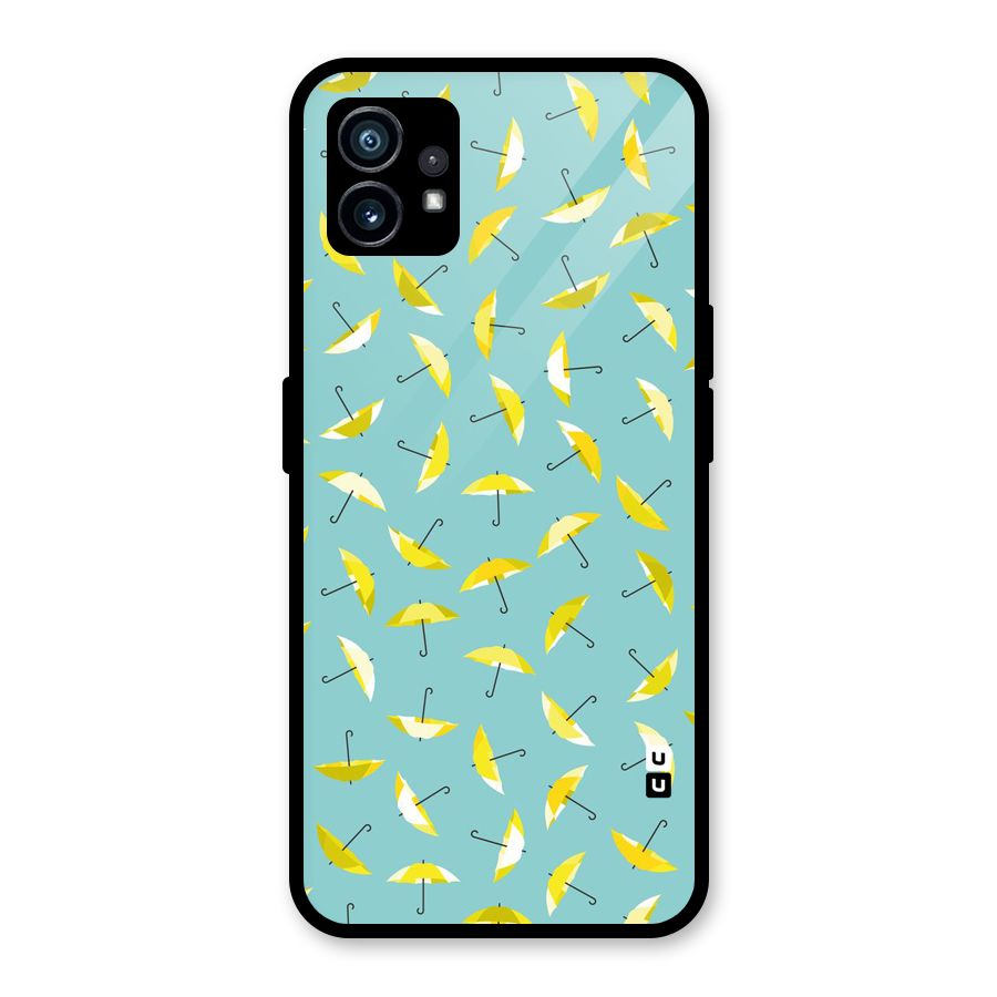 Yellow Umbrella Pattern Glass Back Case for Nothing Phone 1