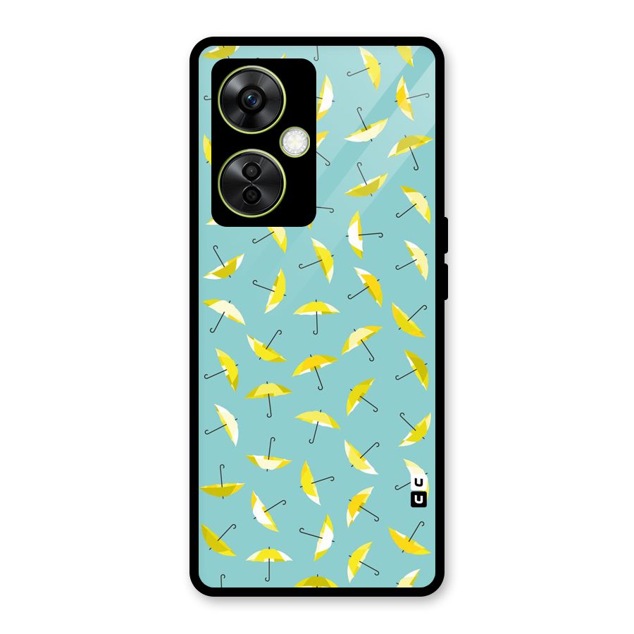 Yellow Umbrella Pattern Glass Back Case for OnePlus Nord CE 3 Lite