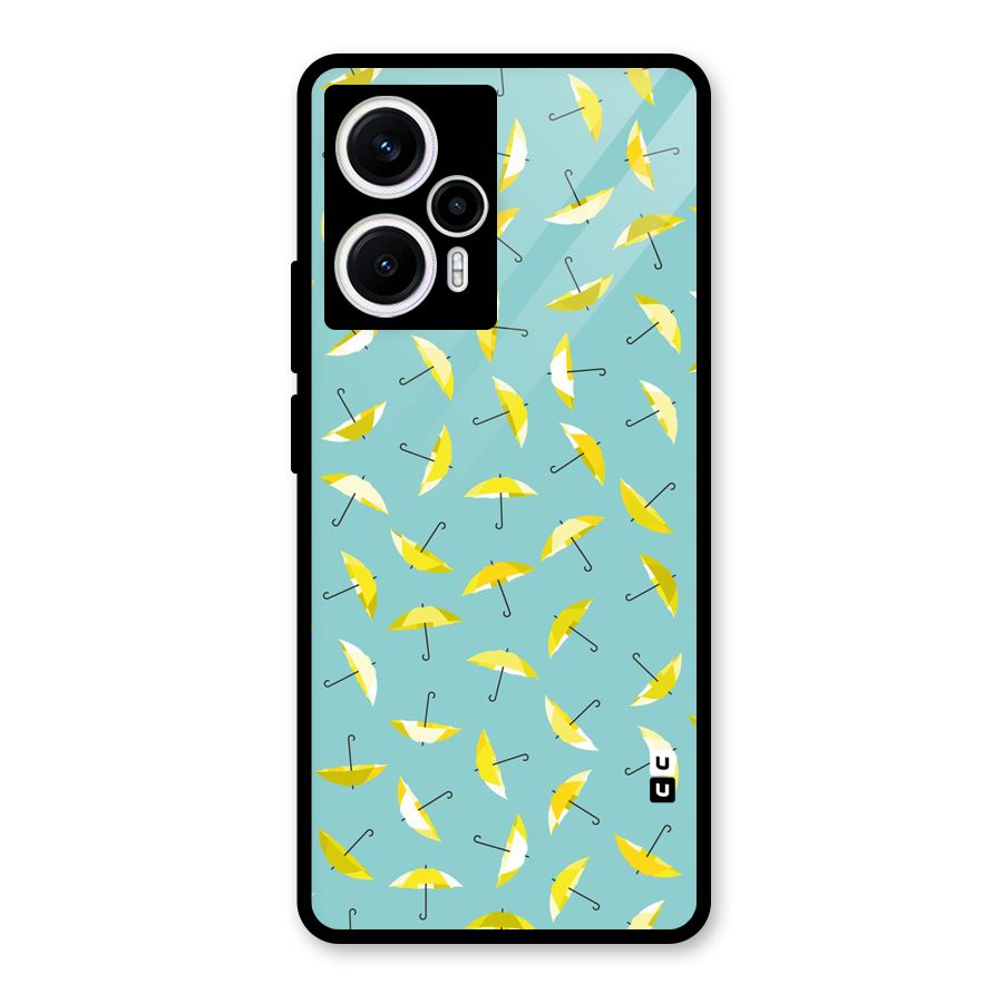 Yellow Umbrella Pattern Glass Back Case for Poco F5