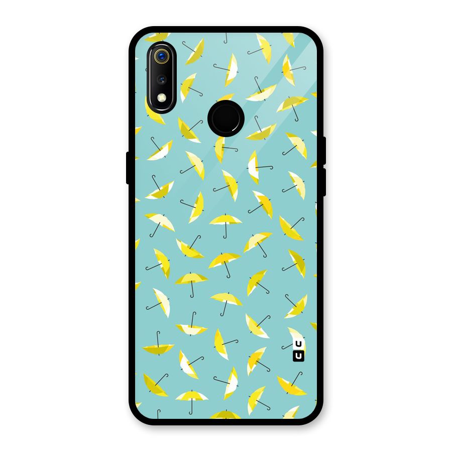 Yellow Umbrella Pattern Glass Back Case for Realme 3i