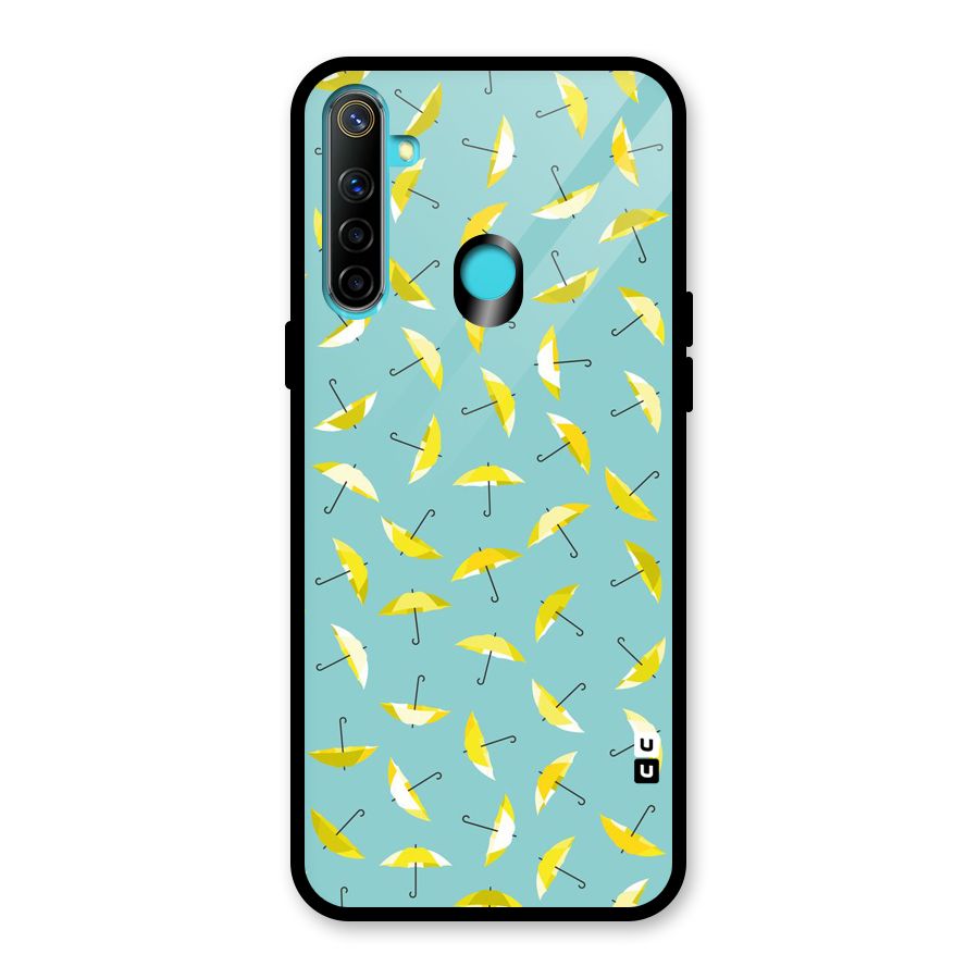 Yellow Umbrella Pattern Glass Back Case for Realme 5