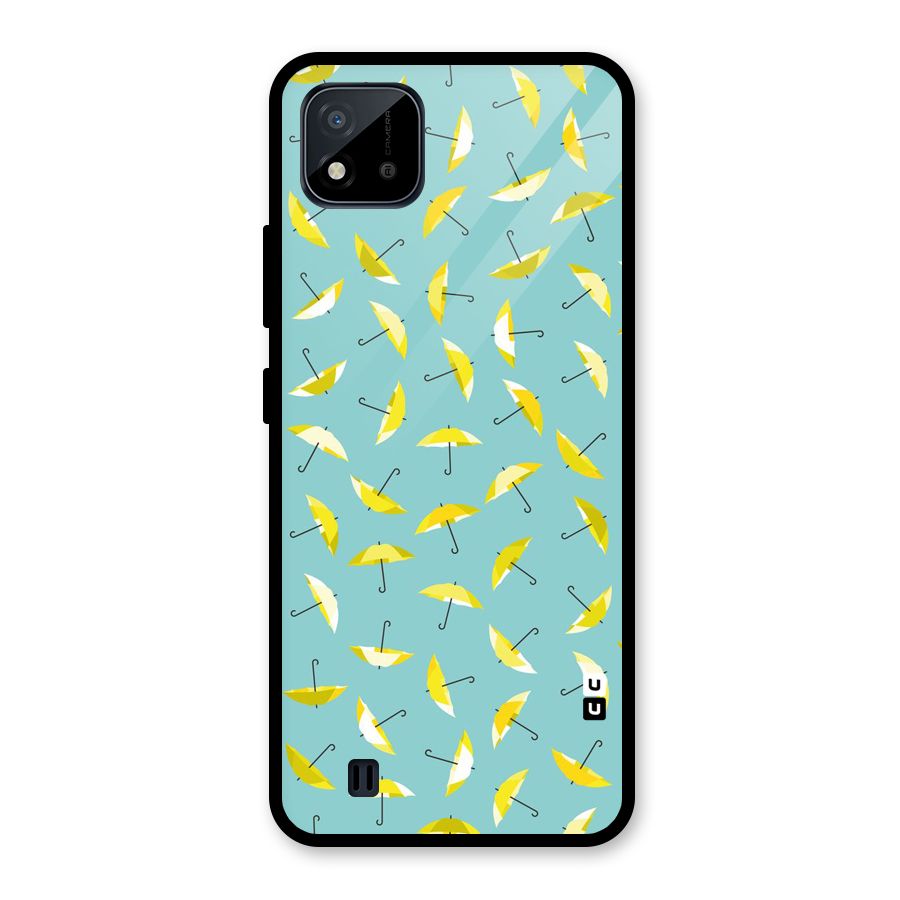 Yellow Umbrella Pattern Glass Back Case for Realme C11 2021