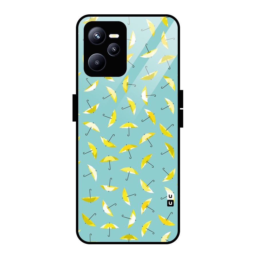Yellow Umbrella Pattern Glass Back Case for Realme C35