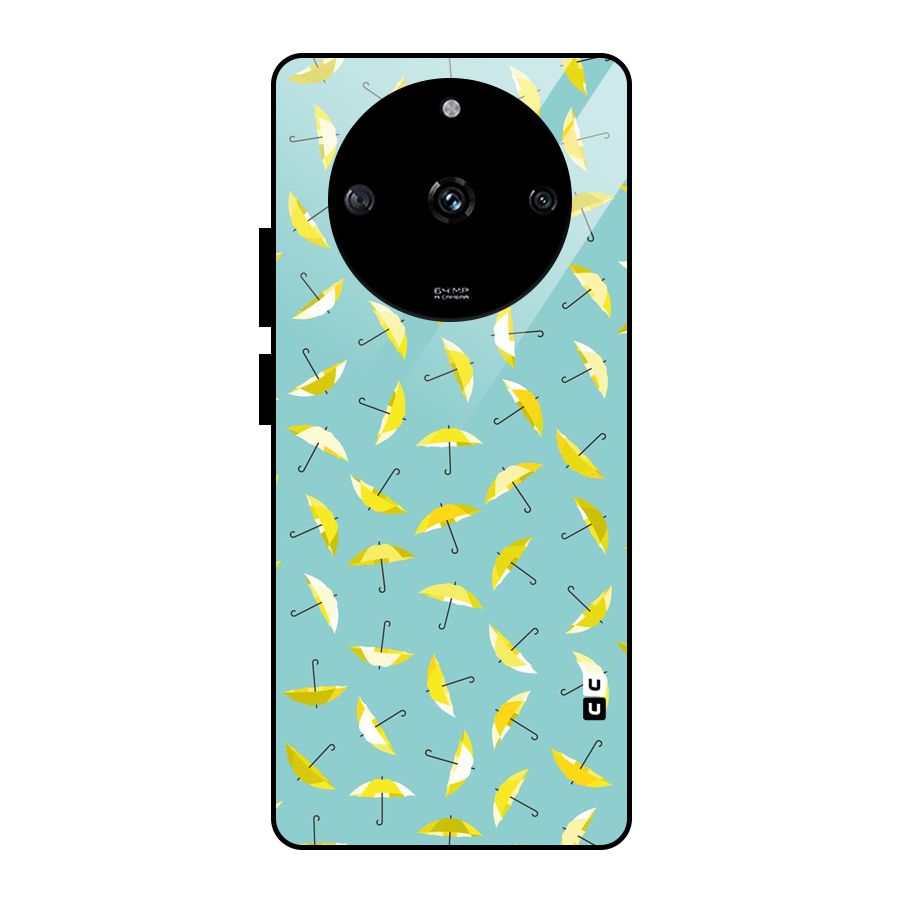 Yellow Umbrella Pattern Glass Back Case for Realme Narzo 60 5G