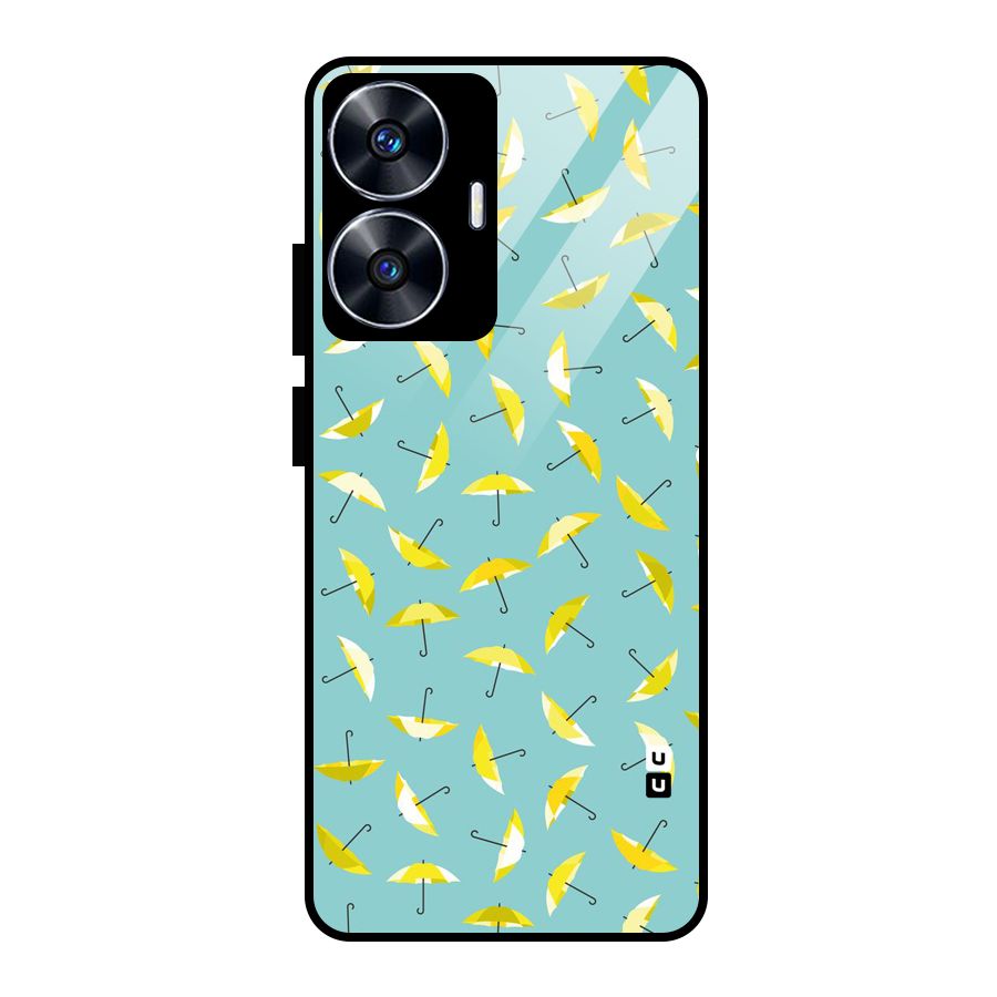Yellow Umbrella Pattern Glass Back Case for Realme Narzo N55