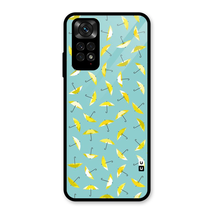 Yellow Umbrella Pattern Glass Back Case for Redmi Note 11S