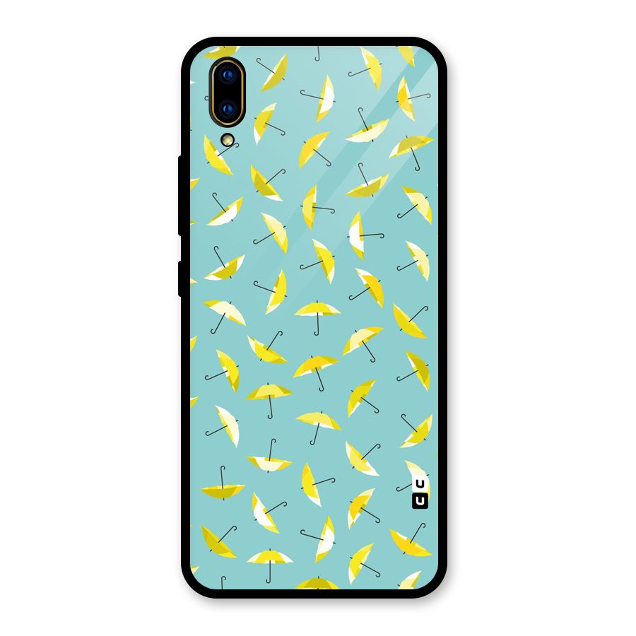 Yellow Umbrella Pattern Glass Back Case for Vivo V11 Pro