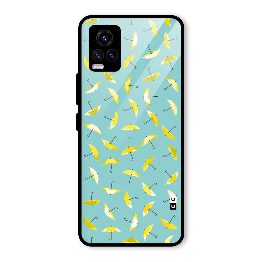 Yellow Umbrella Pattern Glass Back Case for Vivo V20 2021