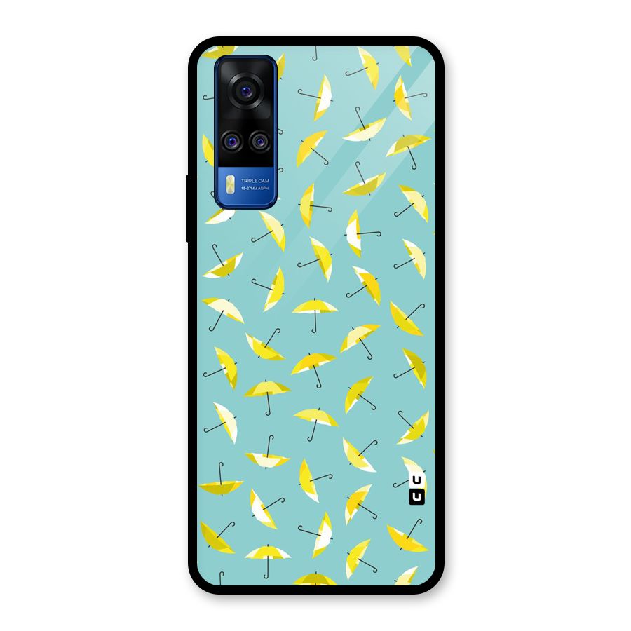 Yellow Umbrella Pattern Glass Back Case for Vivo Y31