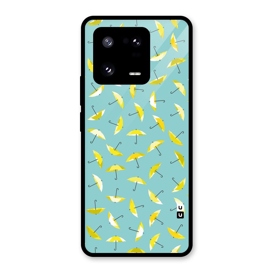 Yellow Umbrella Pattern Glass Back Case for Xiaomi 13 Pro