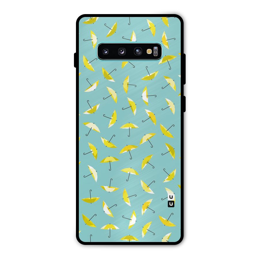 Yellow Umbrella Pattern Metal Back Case for Galaxy S10 Plus