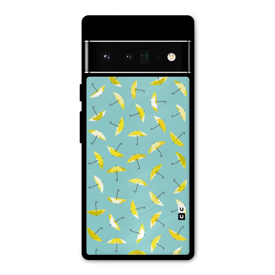 Yellow Umbrella Pattern Metal Back Case for Google Pixel 6 Pro