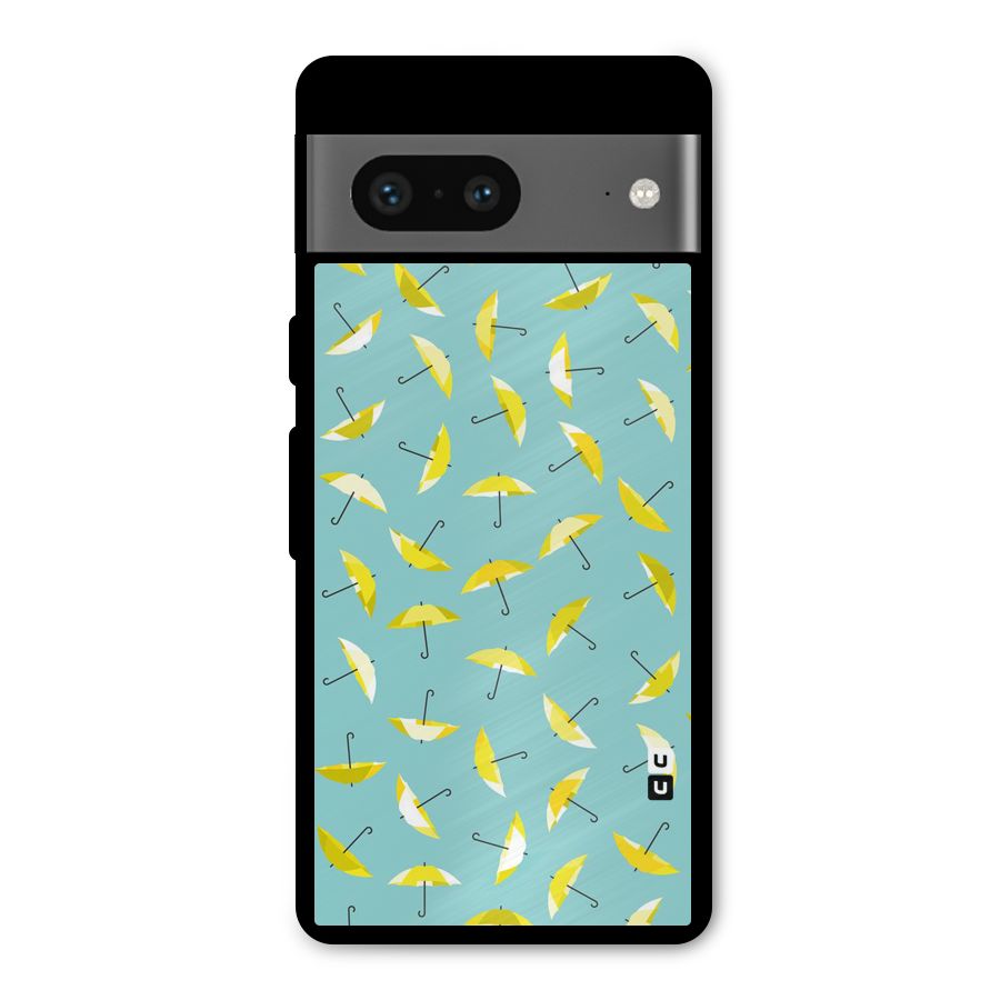 Yellow Umbrella Pattern Metal Back Case for Google Pixel 7