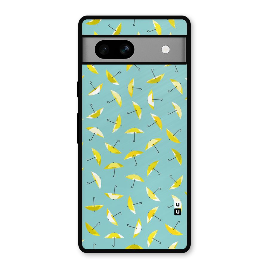 Yellow Umbrella Pattern Metal Back Case for Google Pixel 7a