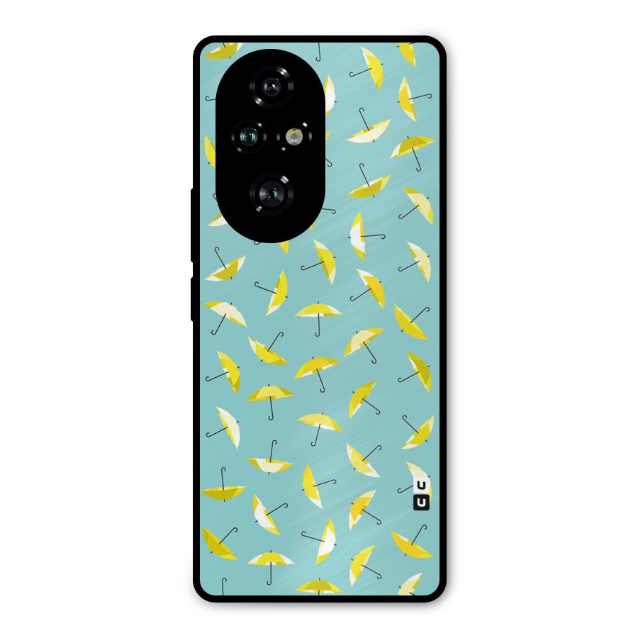 Yellow Umbrella Pattern Metal Back Case for Honor 200 Pro