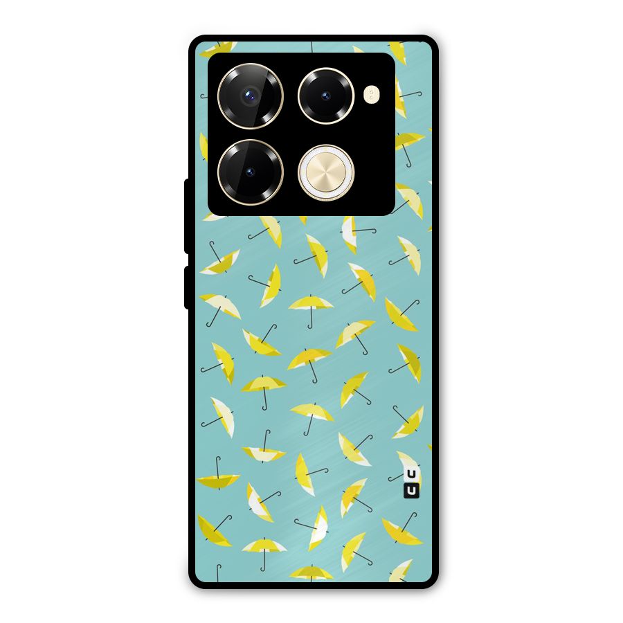 Yellow Umbrella Pattern Metal Back Case for Infinix Note 40 Pro Plus