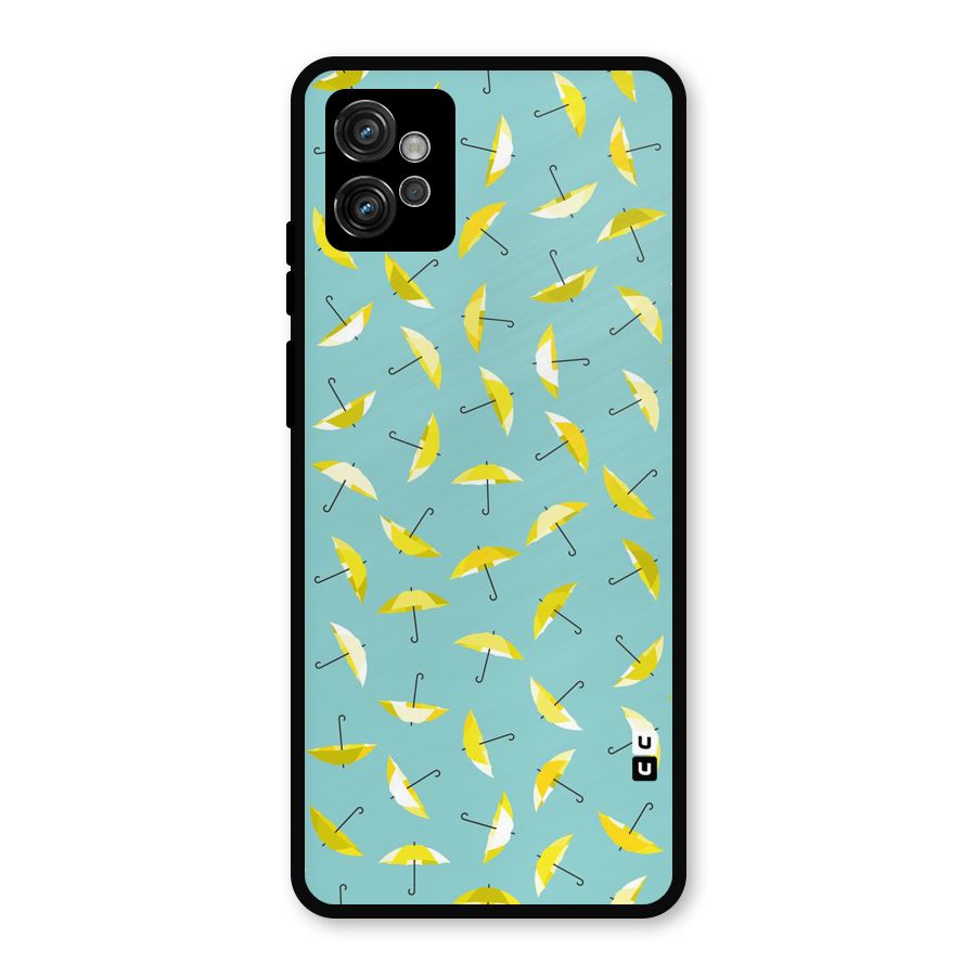 Yellow Umbrella Pattern Metal Back Case for Moto G32