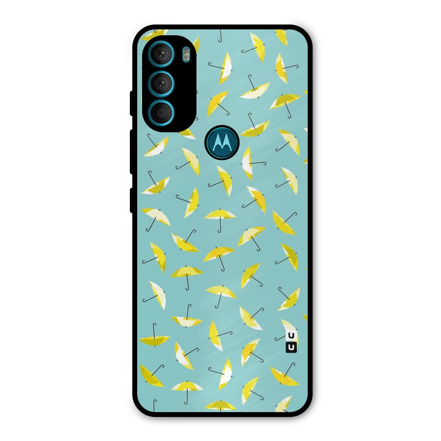 Yellow Umbrella Pattern Metal Back Case for Moto G71 5G