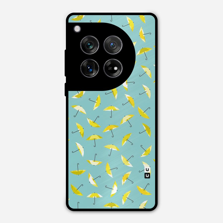 Yellow Umbrella Pattern Metal Back Case for OnePlus 12