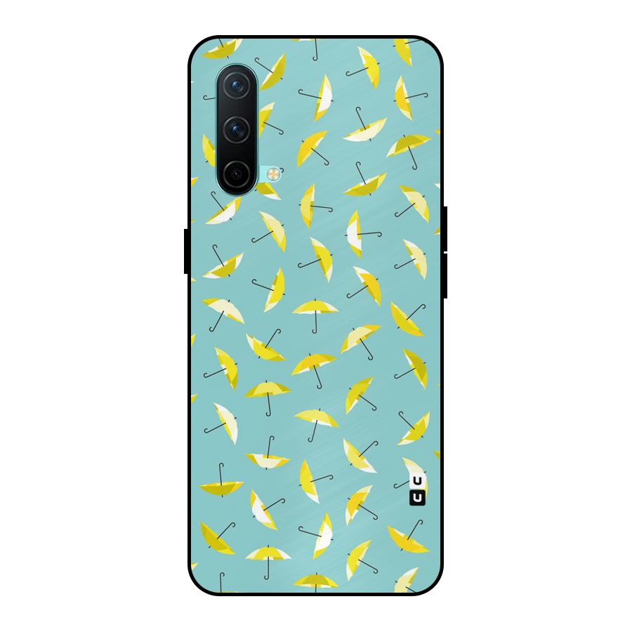 Yellow Umbrella Pattern Metal Back Case for OnePlus Nord CE 5G