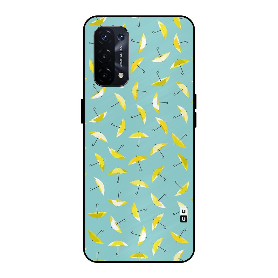 Yellow Umbrella Pattern Metal Back Case for Oppo A74 5G