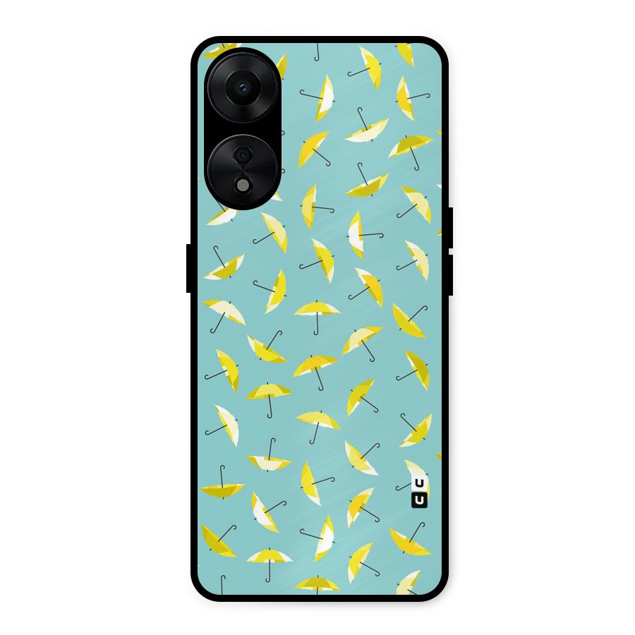 Yellow Umbrella Pattern Metal Back Case for Oppo A78 5G