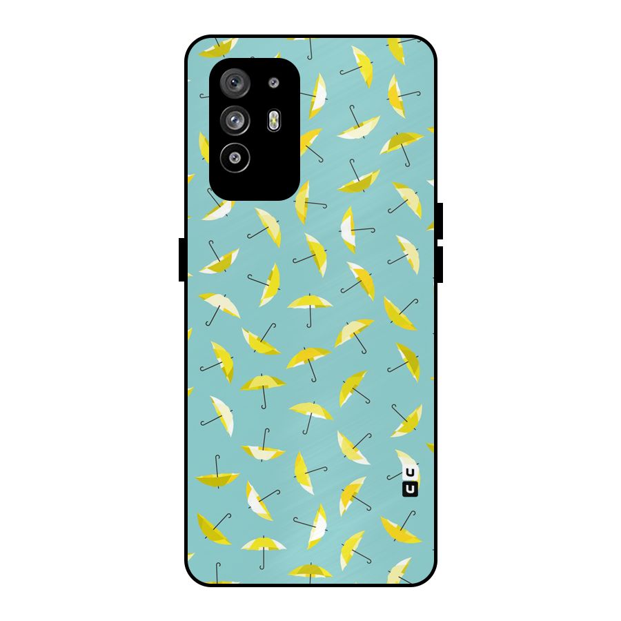 Yellow Umbrella Pattern Metal Back Case for Oppo F19 Pro Plus 5G