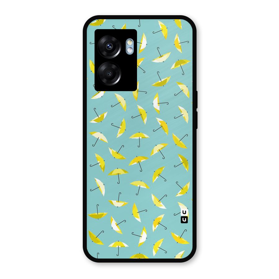 Yellow Umbrella Pattern Metal Back Case for Oppo K10 (5G)