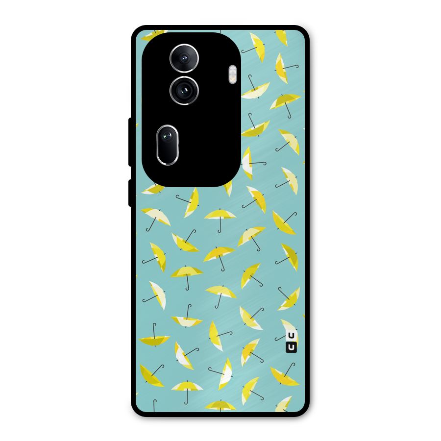 Yellow Umbrella Pattern Metal Back Case for Oppo Reno11 Pro 5G