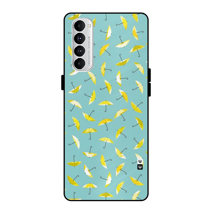 Yellow Umbrella Pattern Metal Back Case for Oppo Reno4 Pro