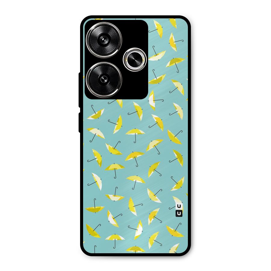Yellow Umbrella Pattern Metal Back Case for Poco F6