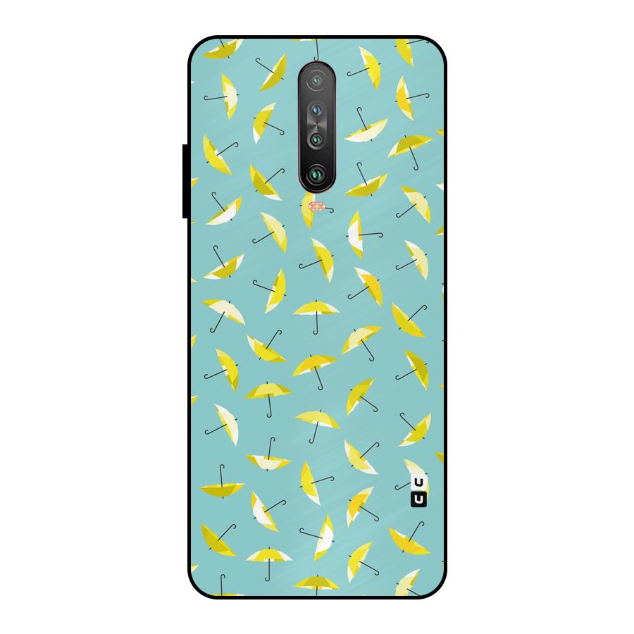 Yellow Umbrella Pattern Metal Back Case for Poco X2