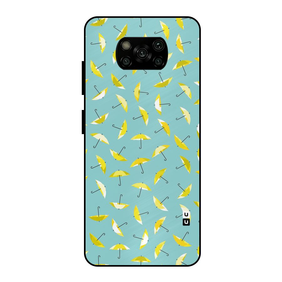 Yellow Umbrella Pattern Metal Back Case for Poco X3