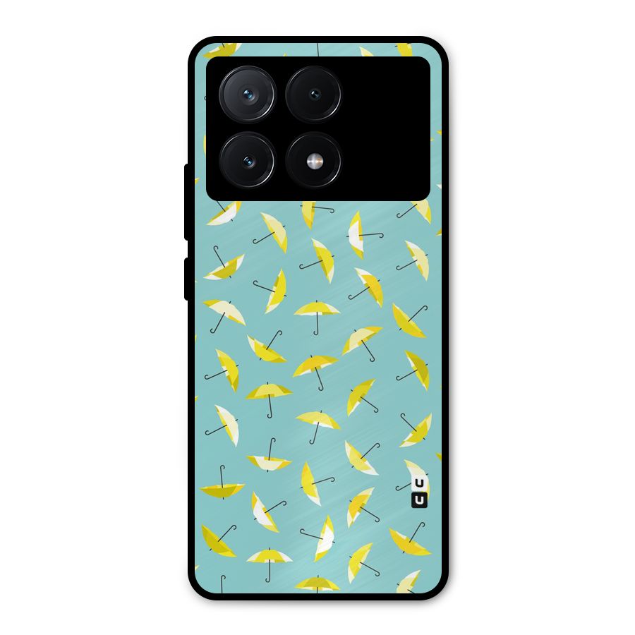 Yellow Umbrella Pattern Metal Back Case for Poco X6 Pro