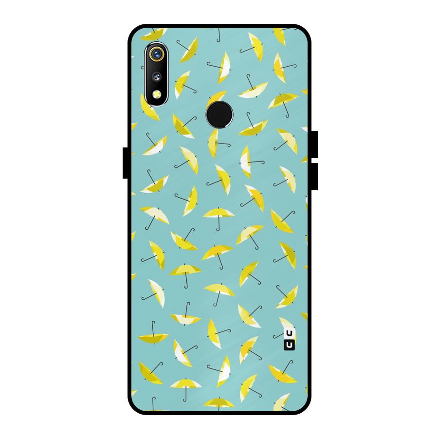 Yellow Umbrella Pattern Metal Back Case for Realme 3i