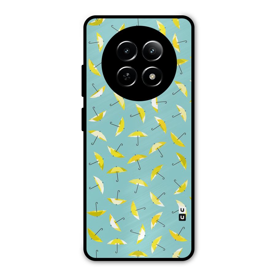 Yellow Umbrella Pattern Metal Back Case for Realme Narzo N65
