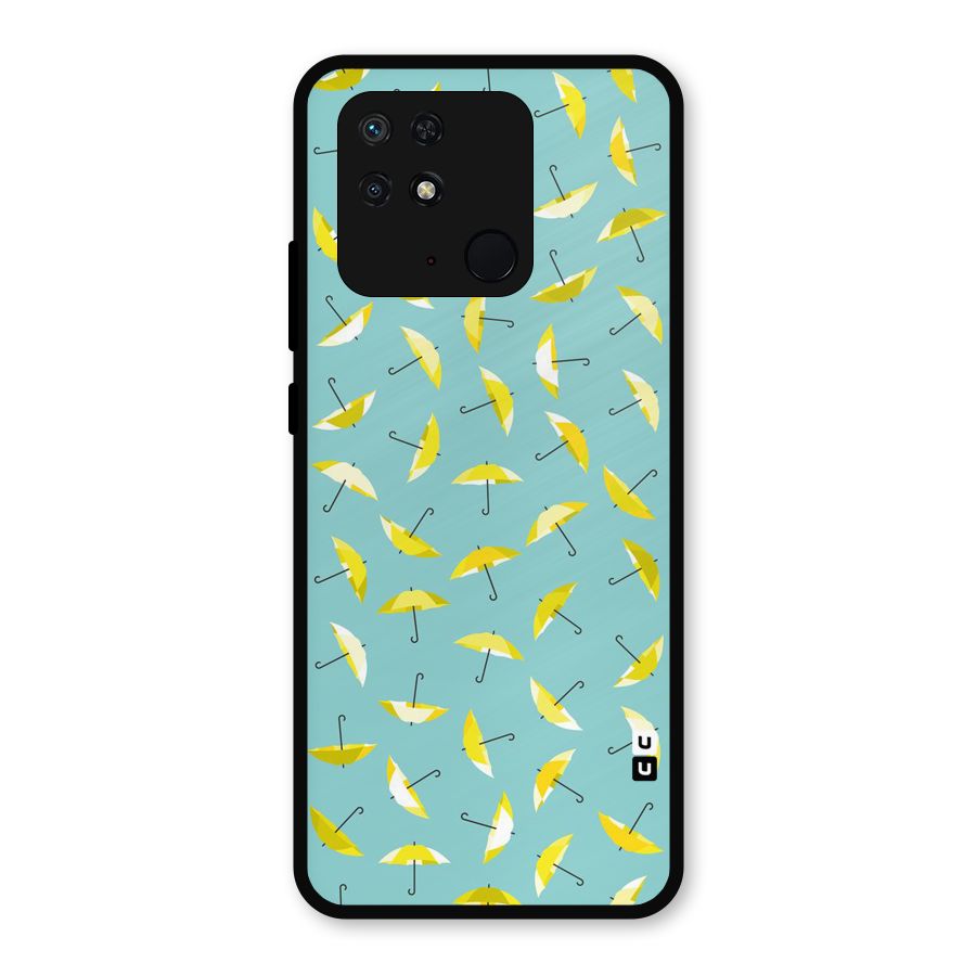 Yellow Umbrella Pattern Metal Back Case for Redmi 10