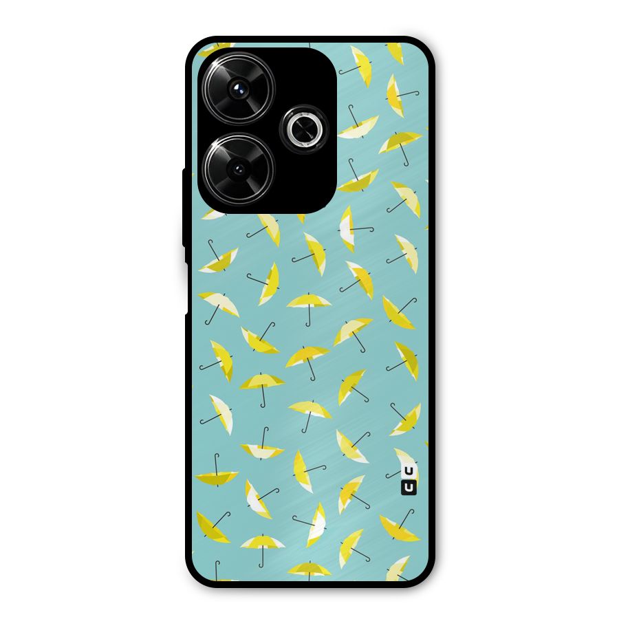 Yellow Umbrella Pattern Metal Back Case for Redmi 13 5G